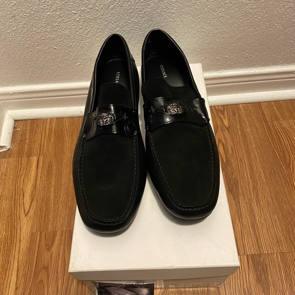Authentic Versace Black Suede Loafers for Men
